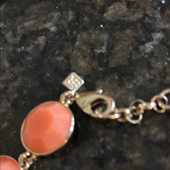 Vibrant Orange and Gold Bib Necklace with Dome Elements - Picture 3 of 3